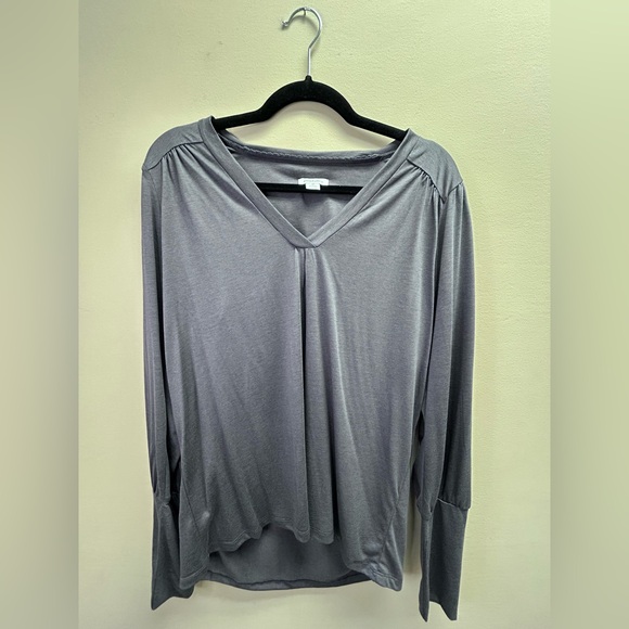 Sundance Charcoal Long Sleeve V-Neck Top - Picture 2 of 5